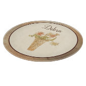 ヴィンテージモノグラムピンクと黄色の花 カッティングボード (角)