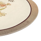 ヴィンテージモノグラムピンクと黄色の花 カッティングボード (角)