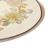 ヴィンテージモノグラムピンクと黄色の花 カッティングボード (角)