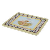 ヴィンテージモノグラムピンクブルーとイエローガーリー カッティングボード (角)