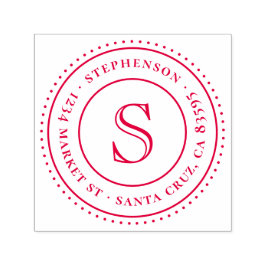 ヴィンテージモノグラムファミリーネームラウンド差出人住所 セルフインキングスタンプ