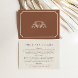 ヴィンテージモノグラムブラウン&ベージュ色結婚ズ詳細 エンクロージャーカード