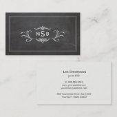 ヴィンテージモノグラムブラック素朴黒板 名刺 (正面/裏面)