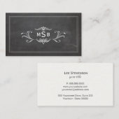 ヴィンテージモノグラムブラック素朴黒板 名刺 (正面/裏面)
