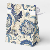 ヴィンテージモノグラムブルークリームダマスク結婚フローラ フェイバーボックス (裏面サイド)