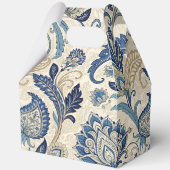 ヴィンテージモノグラムブルークリームダマスク結婚フローラ フェイバーボックス (裏面)