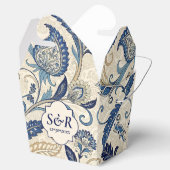 ヴィンテージモノグラムブルークリームダマスク結婚フローラ フェイバーボックス (オープン)