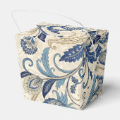 ヴィンテージモノグラムブルークリームダマスク結婚フローラ フェイバーボックス (裏面サイド)