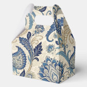 ヴィンテージモノグラムブルークリームダマスク結婚フローラ フェイバーボックス (裏面)