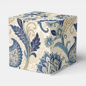 ヴィンテージモノグラムブルークリームダマスク結婚フローラ フェイバーボックス (裏面サイド)