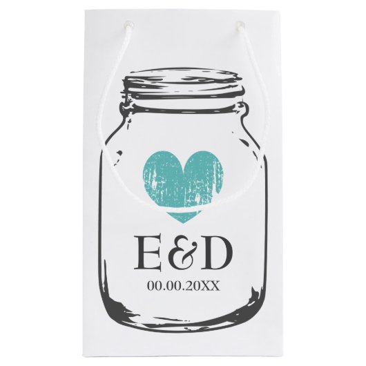 ヴィンテージモノグラムメイスンジャー結婚式の引き出物抱き枕 スモールペーパーバッグ (裏面)