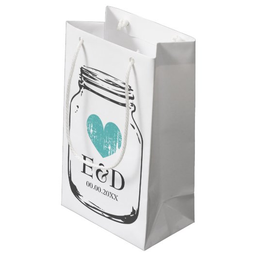 ヴィンテージモノグラムメイスンジャー結婚式の引き出物抱き枕 スモールペーパーバッグ (裏面アングル)