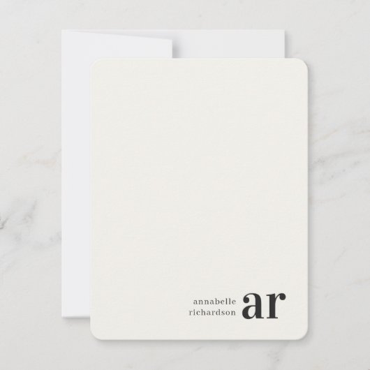 ヴィンテージモノグラムレトロタイポグラフィミニマル ノートカード (正面)