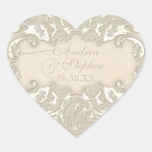 ヴィンテージモノグラムレースバロックのエッチングスワールフォーマル ハートシール (正面)
