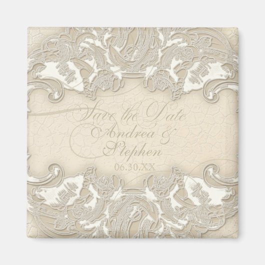 ヴィンテージモノグラムレースバロックのエッチングスワールフォーマル マグネット (正面)