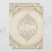ヴィンテージモノグラムレースバロックのエッチングスワールフォーマル 招待状 (正面/裏面)