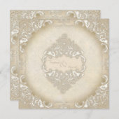 ヴィンテージモノグラムレースバロックのエッチングスワールフォーマル 招待状 (正面/裏面)