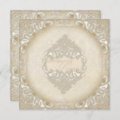 ヴィンテージモノグラムレースバロックのエッチングスワールフォーマル 招待状 (正面/裏面)