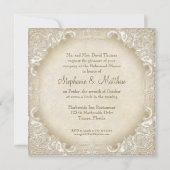 ヴィンテージモノグラムレースバロックのエッチングスワールフォーマル 招待状 (裏面)