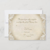 ヴィンテージモノグラムレースワイルドピンクローズスワールフォーマル 出欠カード (裏面)