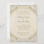 ヴィンテージモノグラムレースワイルドピンクローズスワールフォーマル 招待状 (裏面)
