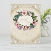 ヴィンテージモノグラムレースワイルドピンクローズスワールフォーマル 招待状 (スタンド正面)