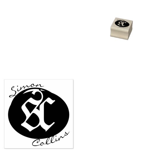 ヴィンテージモノグラムロゴ署名サークル文字スクリプト ラバースタンプ (押印)