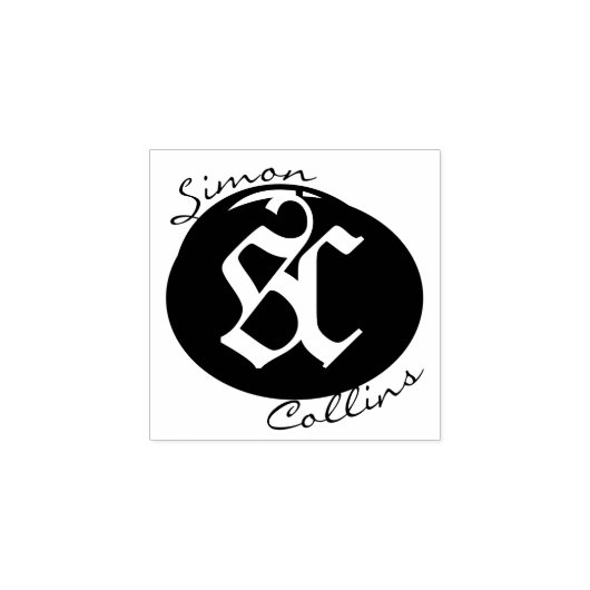 ヴィンテージモノグラムロゴ署名サークル文字スクリプト ラバースタンプ (インプリント)