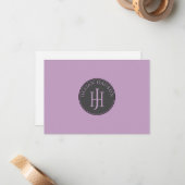 ヴィンテージモノグラム名イニシャルパステルヴァイオレット ノートカード (正面/裏面インサイチュ)