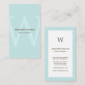 ヴィンテージモノグラム名刺 – ライトブルー 名刺 (正面/裏面)