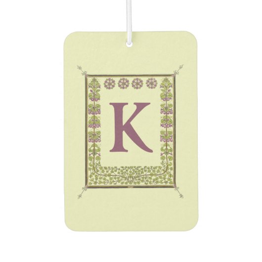 ヴィンテージモノグラム文字フローラフレーム新しい カーエアーフレッシュナー (正面)