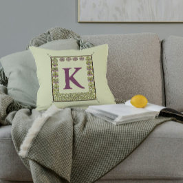 ヴィンテージモノグラム文字フローラフレーム新しい クッション