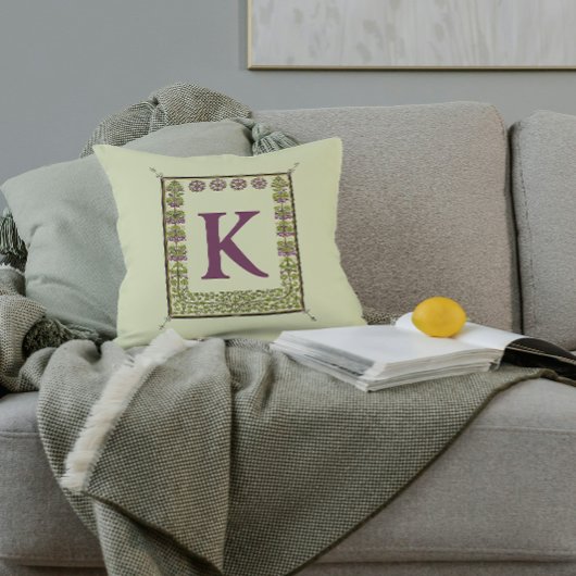 ヴィンテージモノグラム文字フローラフレーム新しい クッション