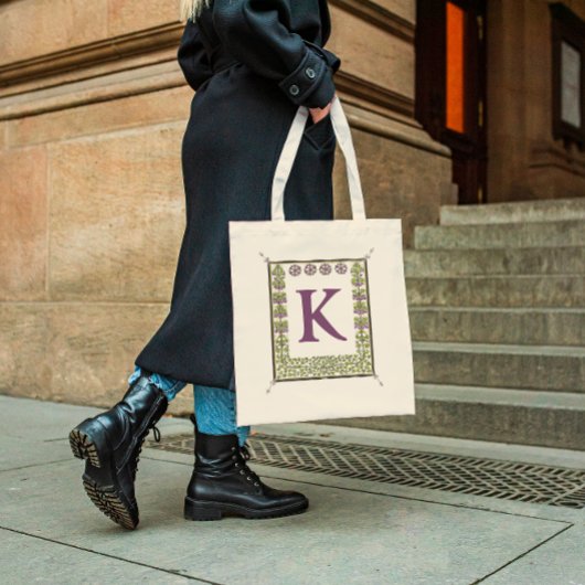 ヴィンテージモノグラム文字フローラフレーム新しい トートバッグ