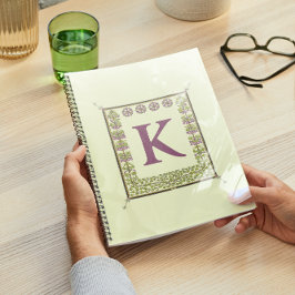 ヴィンテージモノグラム文字フローラフレーム新しい ノートブック