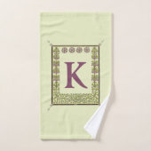 ヴィンテージモノグラム文字フローラフレーム新しい バスタオルセット (ハンドタオル)