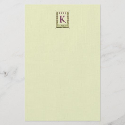 ヴィンテージモノグラム文字フローラフレーム新しい 便箋 (正面)