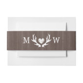 ヴィンテージモノグラム木目の鹿結婚角 招待状ベリーバンド (正面例)