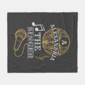 ヴィンテージモノグラム歌手おもしろい音楽マイク フリースブランケット (正面(横))