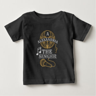 ヴィンテージモノグラム歌手おもしろい音楽マイク ベビーTシャツ