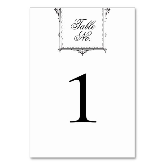 ヴィンテージモノグラム白黒結婚ズ テーブルナンバー (正面)