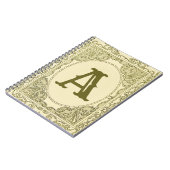 ヴィンテージモノグラム縁どの文字ビクトリアン緑 ノートブック (左側)