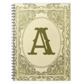 ヴィンテージモノグラム縁どの文字ビクトリアン緑 ノートブック (正面)
