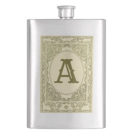 ヴィンテージモノグラム縁どの文字ビクトリアン緑 フラスク