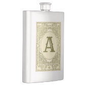 ヴィンテージモノグラム縁どの文字ビクトリアン緑 フラスク (右)