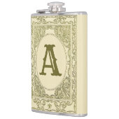 ヴィンテージモノグラム縁どの文字ビクトリアン緑 フラスク (左)