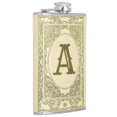 ヴィンテージモノグラム縁どの文字ビクトリアン緑 フラスク (右)