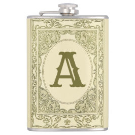 ヴィンテージモノグラム縁どの文字ビクトリアン緑 フラスク