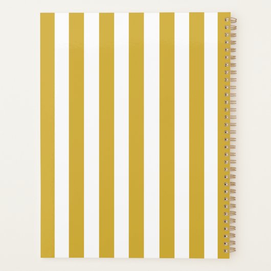 ヴィンテージモノグラム金ゴールドおよび白ストライプ色ストライプの プランナー手帳 (裏面)