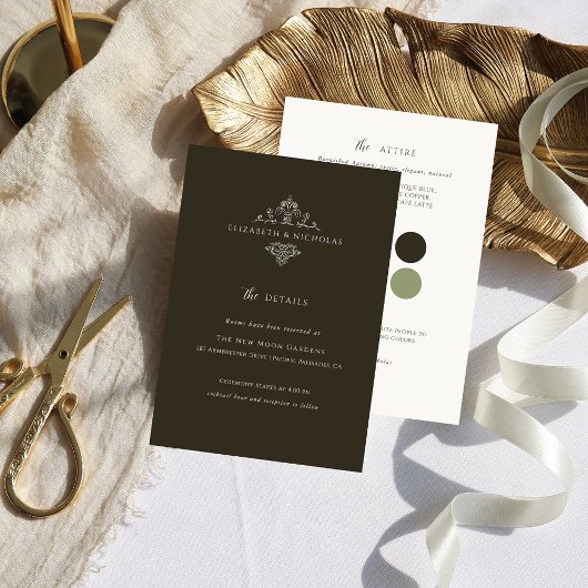 ヴィンテージモノグラム |の結婚ゲスト詳細 エンクロージャーカード